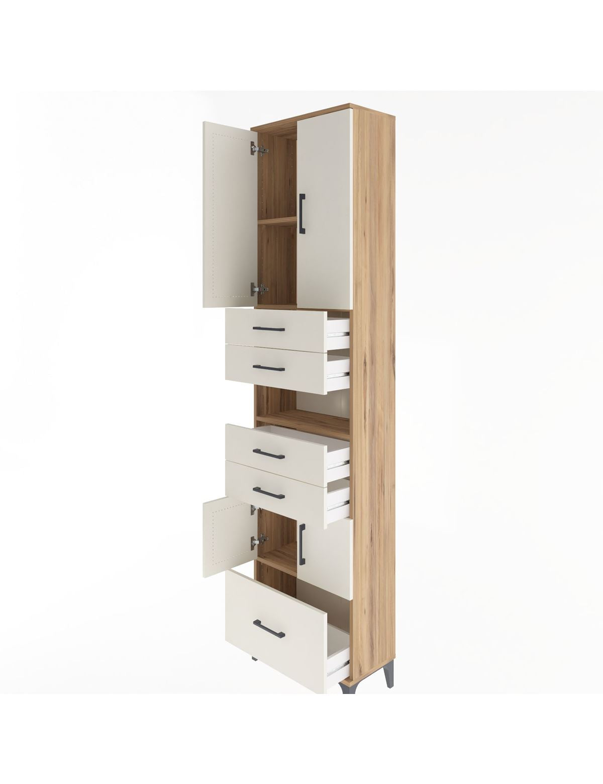 Arges Dolap 4 Raflı 5 Çekmeceli 4 Kapaklı 60x30x243 - S32M015V7A
