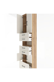 Arges Dolap 4 Raflı 5 Çekmeceli 4 Kapaklı 60x30x243 Çam-Aytaşı