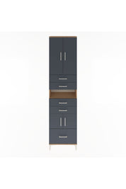Arges Dolap 4 Raflı 5 Çekmeceli 4 Kapaklı 60x30x243 Çam-Antrasit