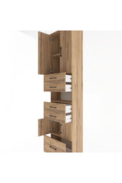 Arges Dolap 4 Raflı 5 Çekmeceli 4 Kapaklı 60x30x243 Çam-Çam