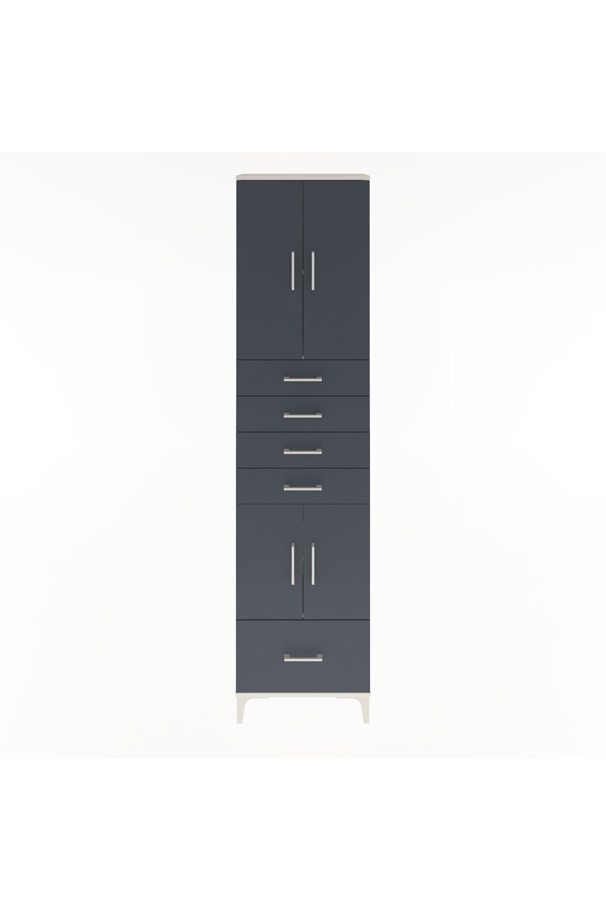 Arges Dolap 4 Raflı 5 Çekmeceli 4 Kapaklı 60x30x243 Aytaşı-Antrasit
