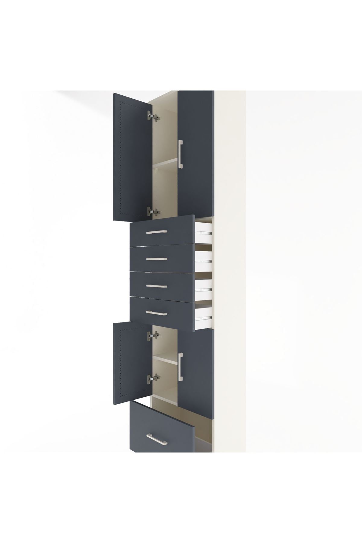 Arges Dolap 4 Raflı 5 Çekmeceli 4 Kapaklı 60x30x243 Aytaşı-Antrasit