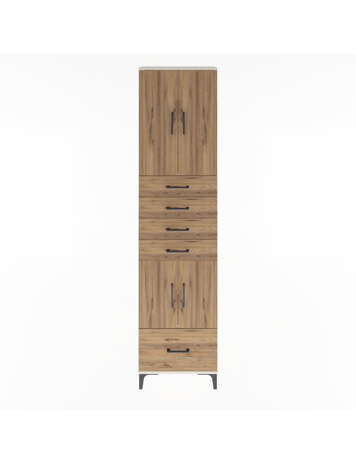 Arges Dolap 4 Raflı 5 Çekmeceli 4 Kapaklı 60x30x243 Aytaşı-Çam