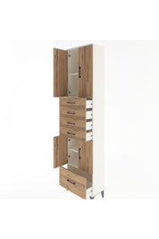 Arges Dolap 4 Raflı 5 Çekmeceli 4 Kapaklı 60x30x243 Aytaşı-Çam