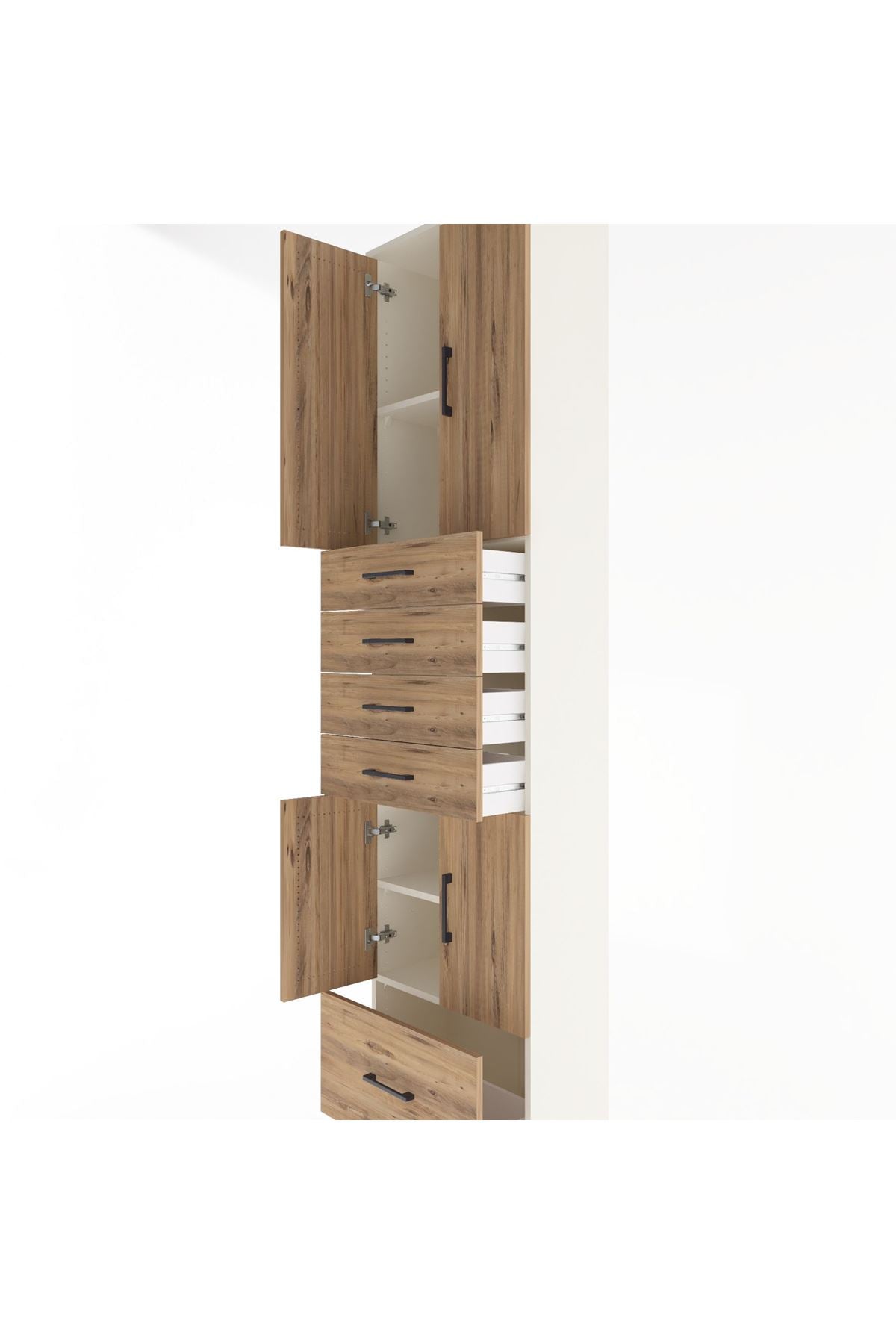 Arges Dolap 4 Raflı 5 Çekmeceli 4 Kapaklı 60x30x243 Aytaşı-Çam