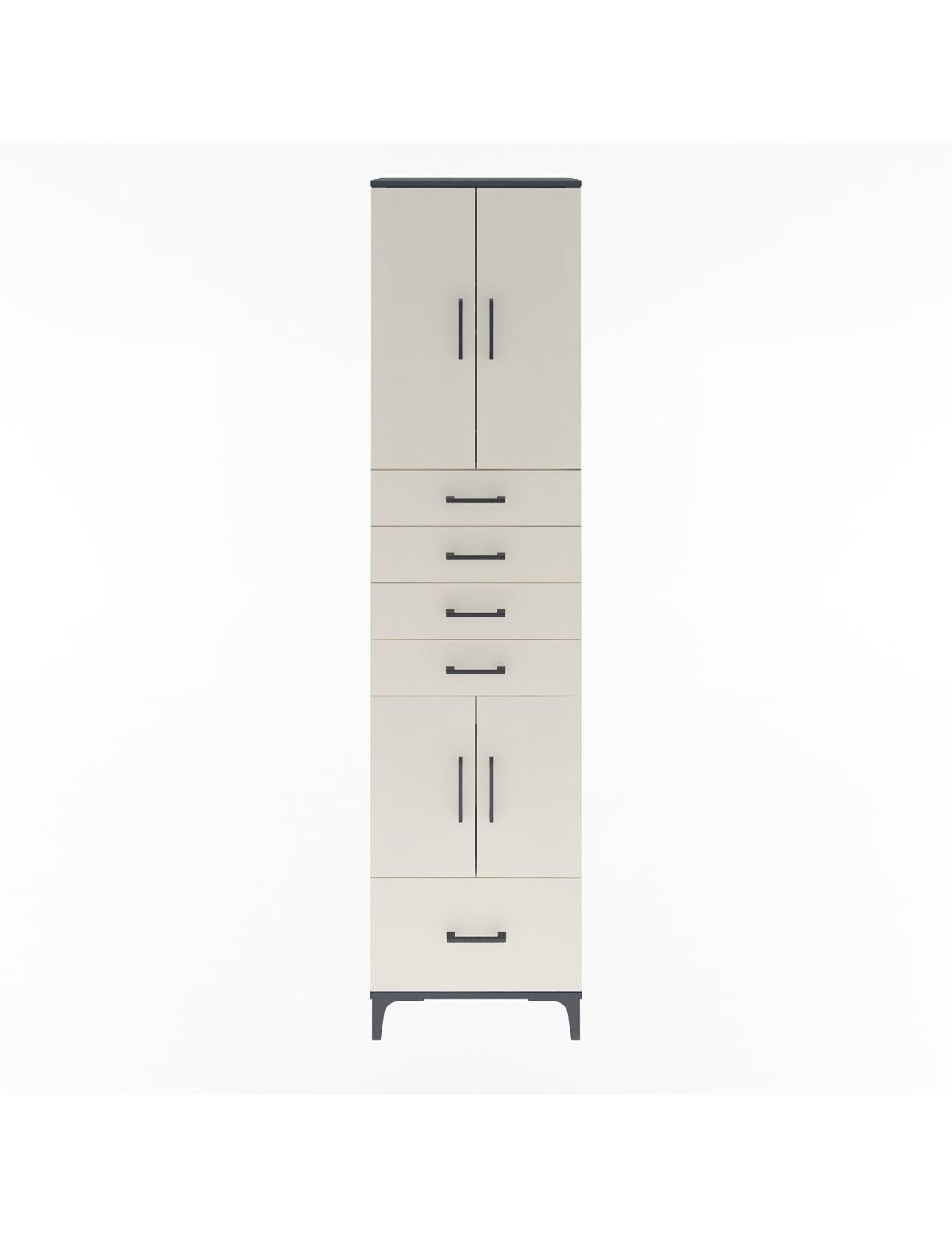 Arges Dolap 4 Raflı 5 Çekmeceli 4 Kapaklı 60x30x243 Antrasit-Aytaşı