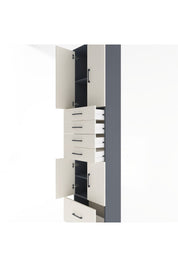 Arges Dolap 4 Raflı 5 Çekmeceli 4 Kapaklı 60x30x243 Antrasit-Aytaşı