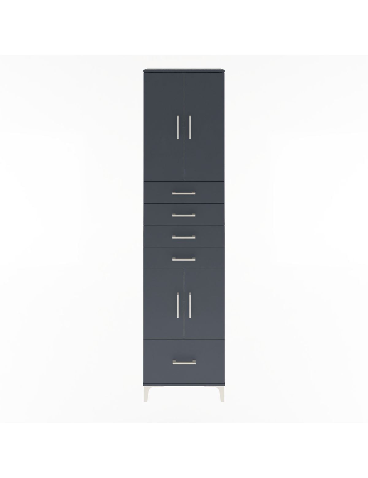 Arges Dolap 4 Raflı 5 Çekmeceli 4 Kapaklı 60x30x243 Antrasit-Antrasit