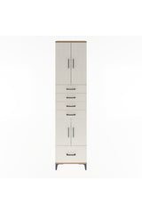 Arges Dolap 4 Raflı 5 Çekmeceli 4 Kapaklı 60x30x243