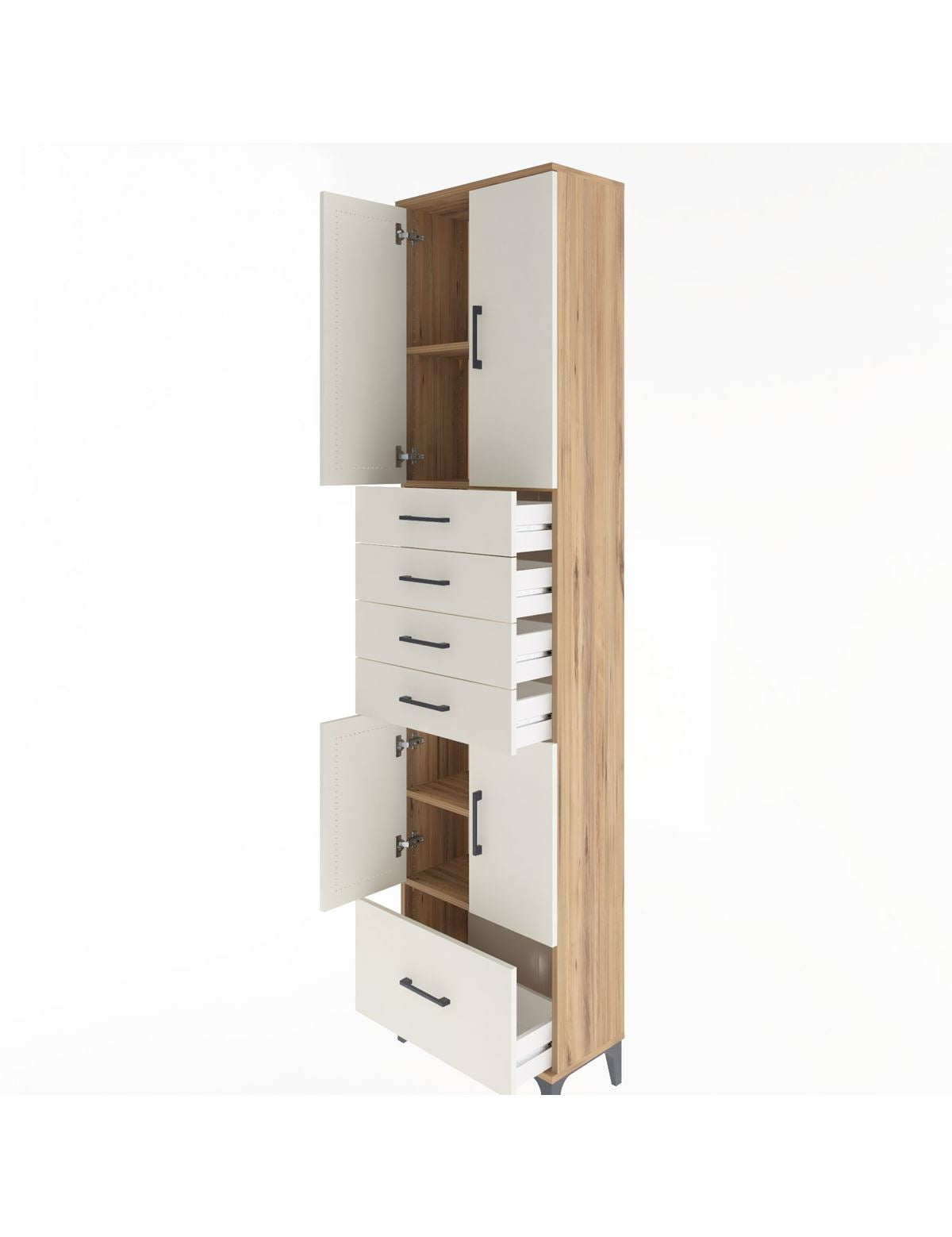 Arges Dolap 4 Raflı 5 Çekmeceli 4 Kapaklı 60x30x243 - S32M016V7A