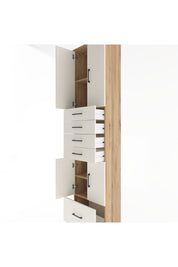 Arges Dolap 4 Raflı 5 Çekmeceli 4 Kapaklı 60x30x243 Çam-Aytaşı