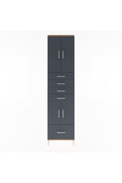 Arges Dolap 4 Raflı 5 Çekmeceli 4 Kapaklı 60x30x243 Çam-Antrasit