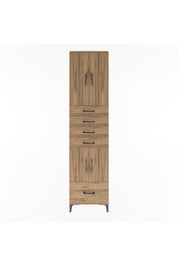 Arges Dolap 4 Raflı 5 Çekmeceli 4 Kapaklı 60x30x243 Çam-Çam