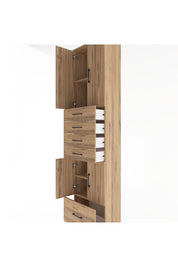 Arges Dolap 4 Raflı 5 Çekmeceli 4 Kapaklı 60x30x243 Çam-Çam