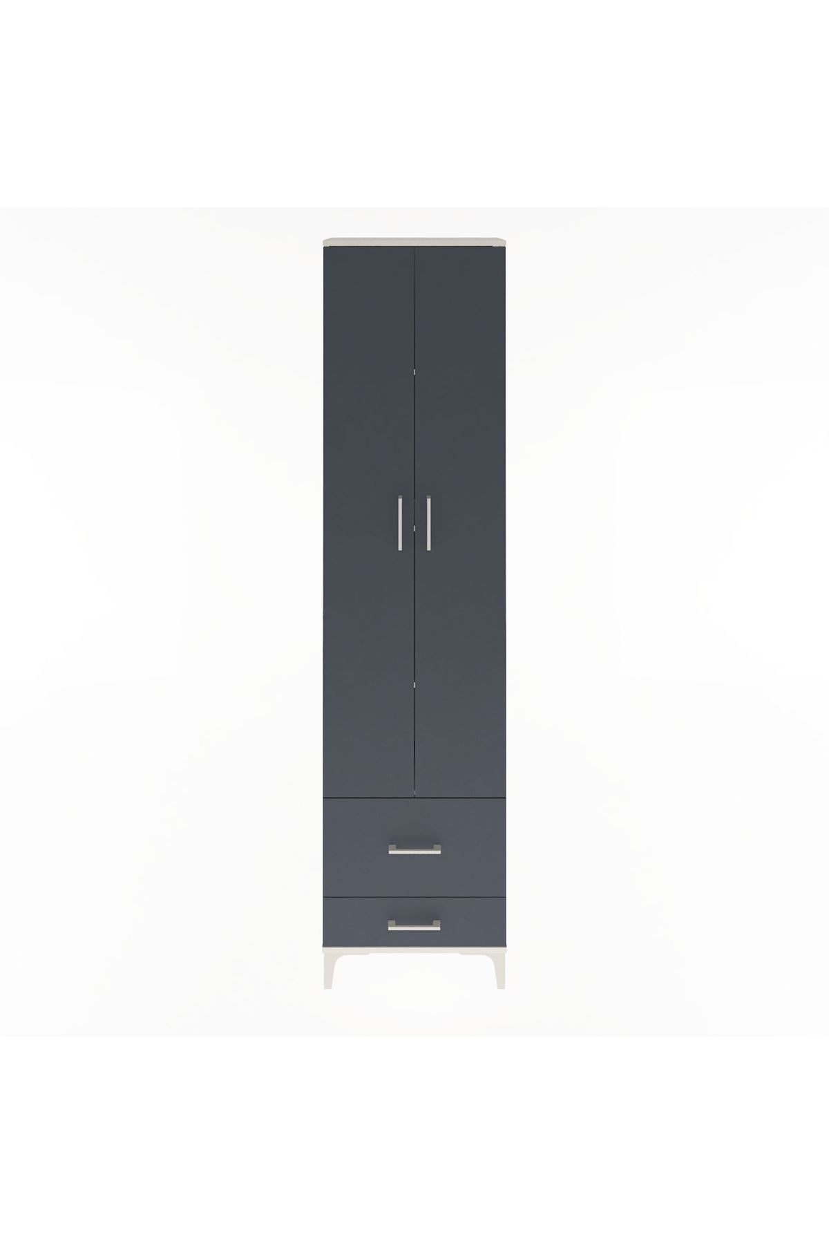 Arges Dolap 4 Raflı 2 Çekmeceli 2 Kapaklı 60x30x243 Aytaşı-Antrasit