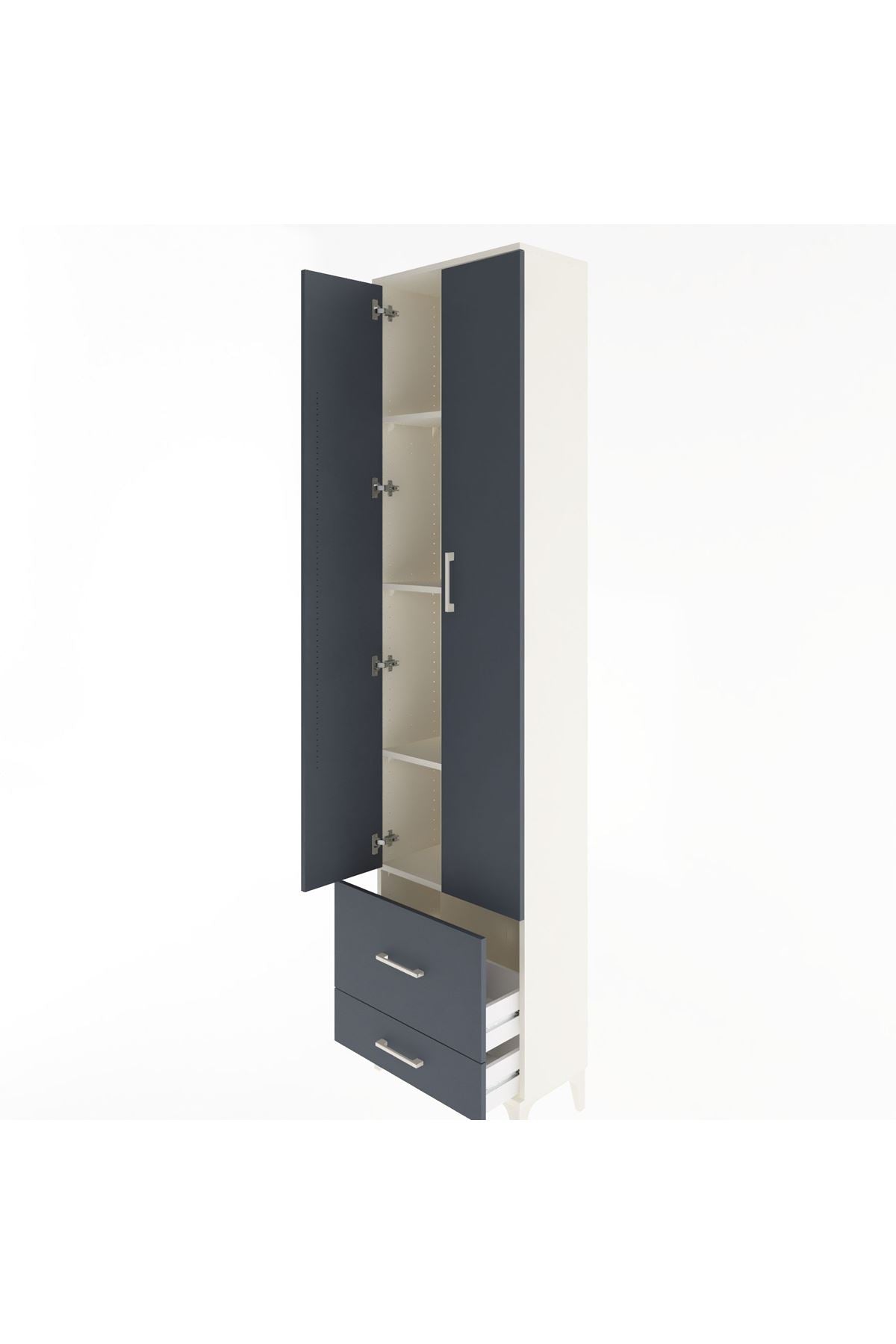 Arges Dolap 4 Raflı 2 Çekmeceli 2 Kapaklı 60x30x243 Aytaşı-Antrasit