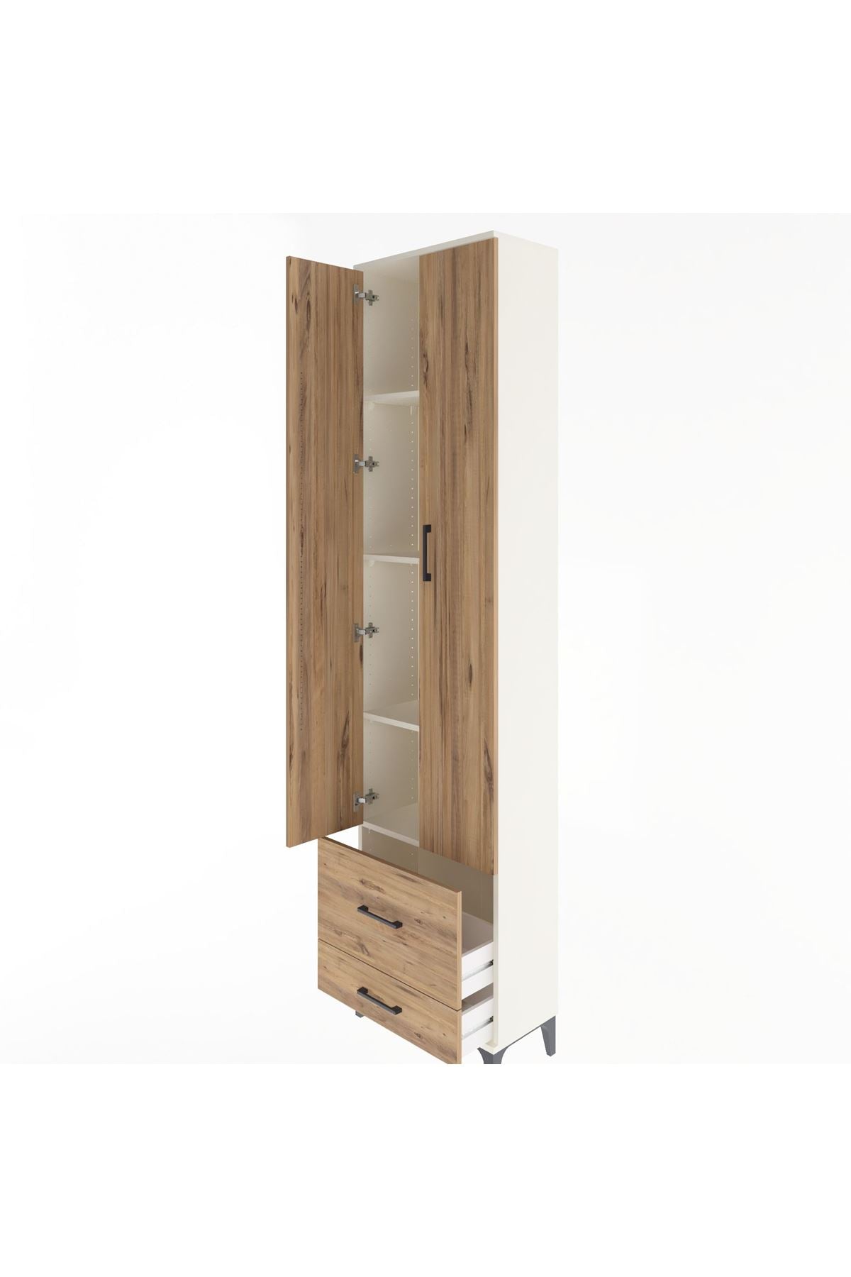 Arges Dolap 4 Raflı 2 Çekmeceli 2 Kapaklı 60x30x243 Aytaşı-Çam