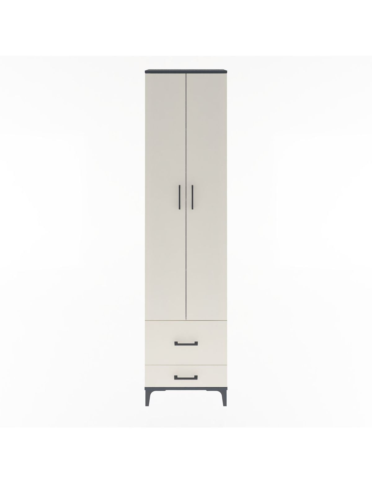 Arges Dolap 4 Raflı 2 Çekmeceli 2 Kapaklı 60x30x243 Antrasit-Aytaşı