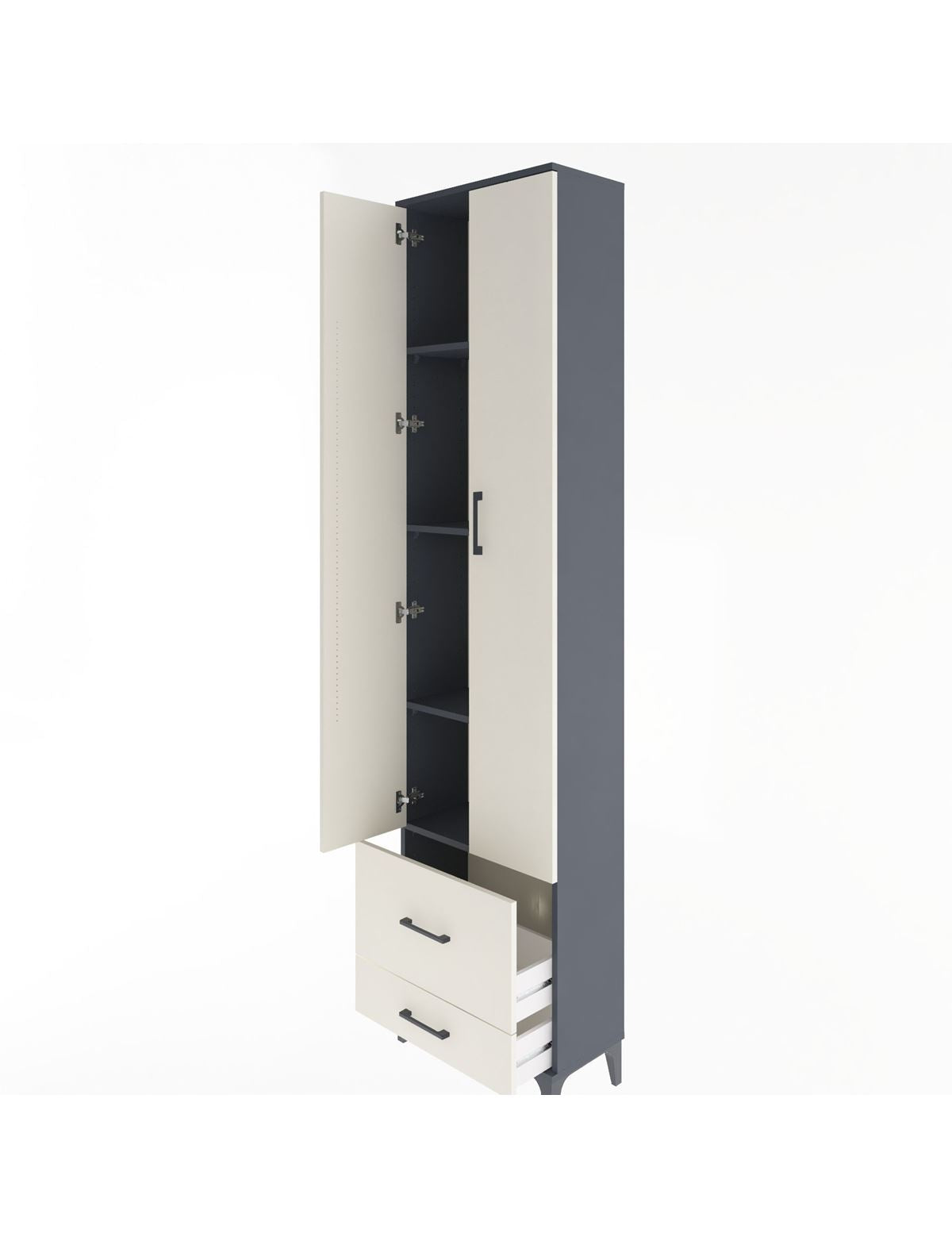 Arges Dolap 4 Raflı 2 Çekmeceli 2 Kapaklı 60x30x243 - S32M017V4A