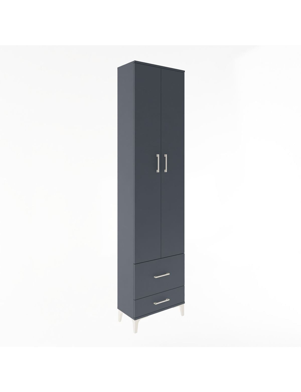 Arges Dolap 4 Raflı 2 Çekmeceli 2 Kapaklı 60x30x243 Antrasit-Antrasit