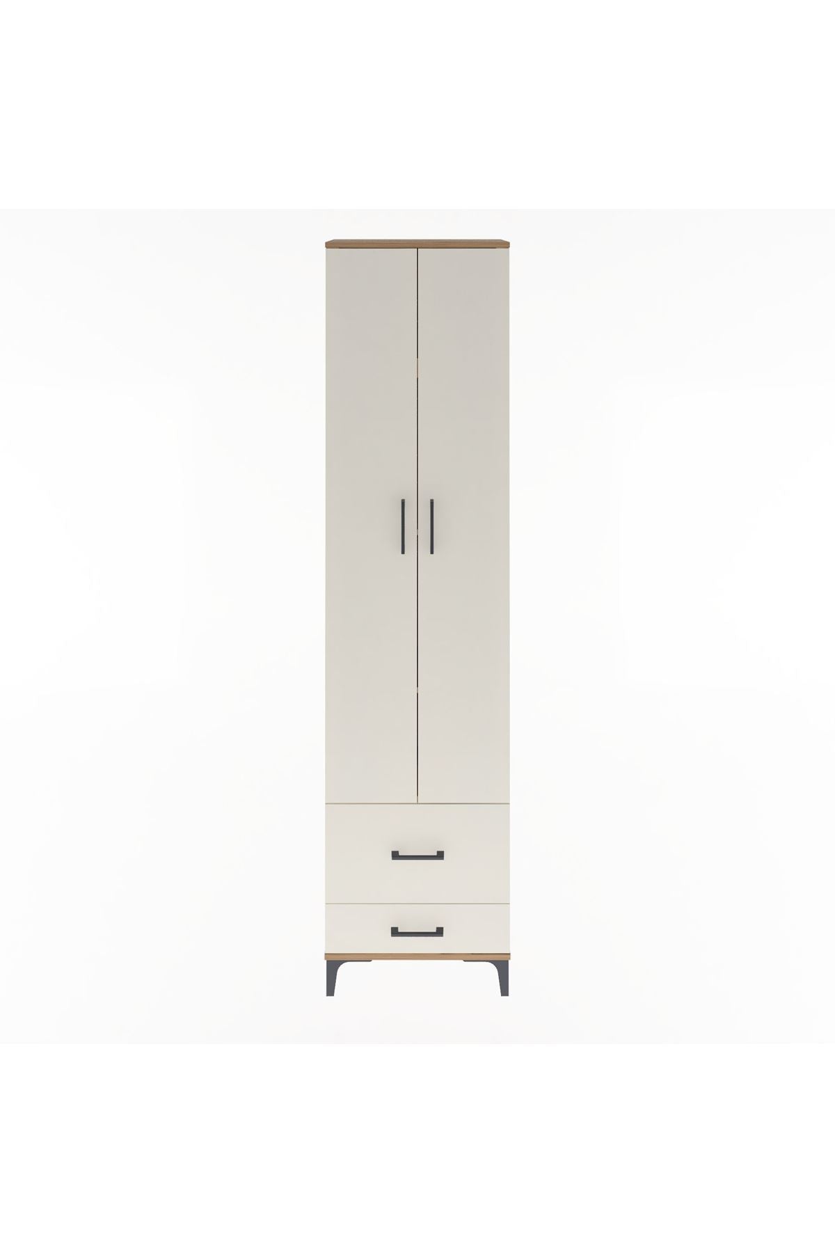 Arges Dolap 4 Raflı 2 Çekmeceli 2 Kapaklı 60x30x243 Çam-Aytaşı