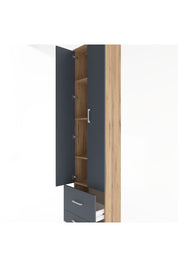 Arges Dolap 4 Raflı 2 Çekmeceli 2 Kapaklı 60x30x243 Çam-Antrasit