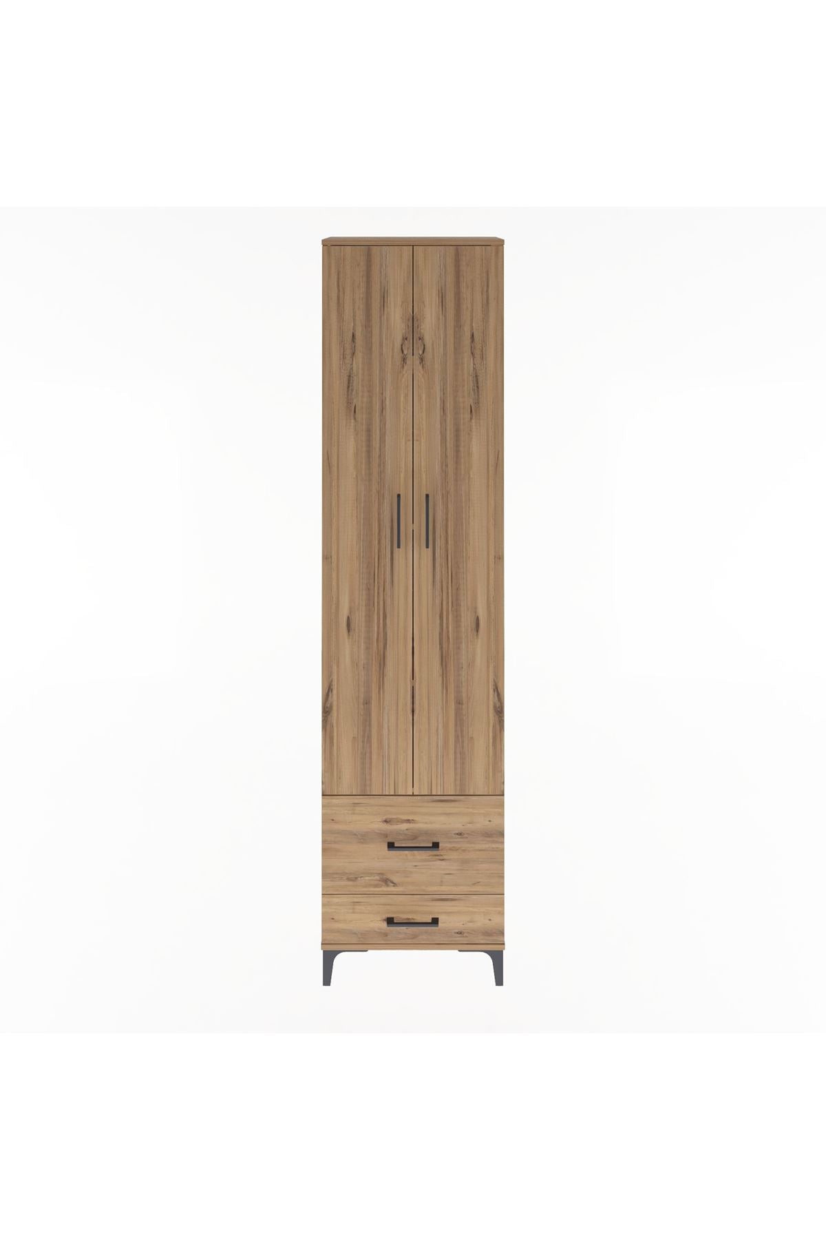 Arges Dolap 4 Raflı 2 Çekmeceli 2 Kapaklı 60x30x243 Çam-Çam