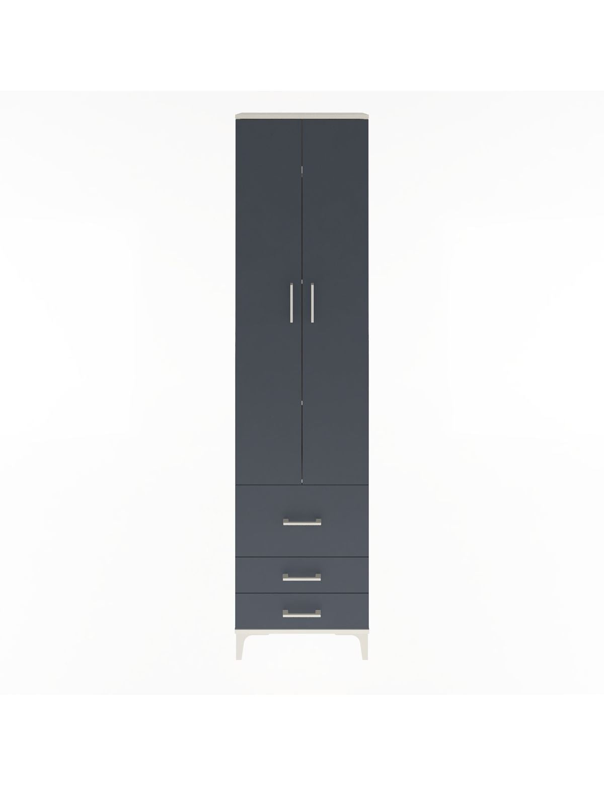 Arges Dolap 4 Raflı 3 Çekmeceli 2 Kapaklı 60x30x243 Aytaşı-Antrasit