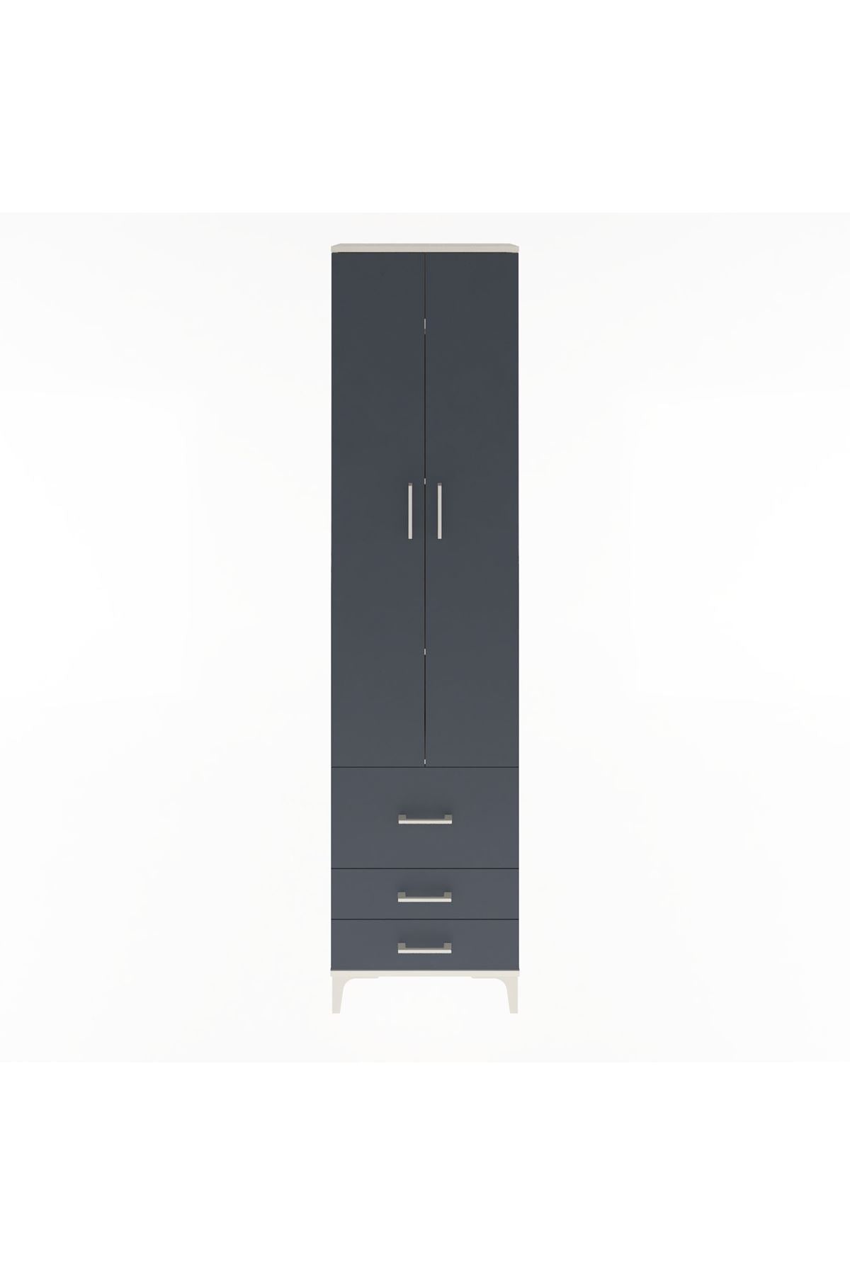 Arges Dolap 4 Raflı 3 Çekmeceli 2 Kapaklı 60x30x243 Aytaşı-Antrasit