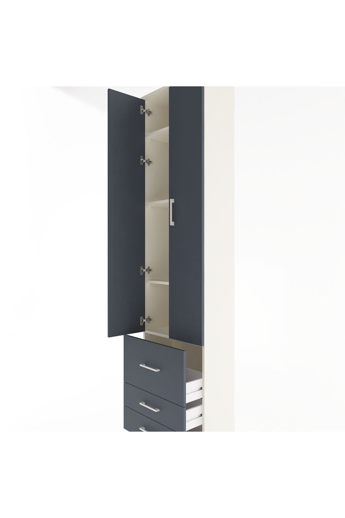 Arges Dolap 4 Raflı 3 Çekmeceli 2 Kapaklı 60x30x243 Aytaşı-Antrasit