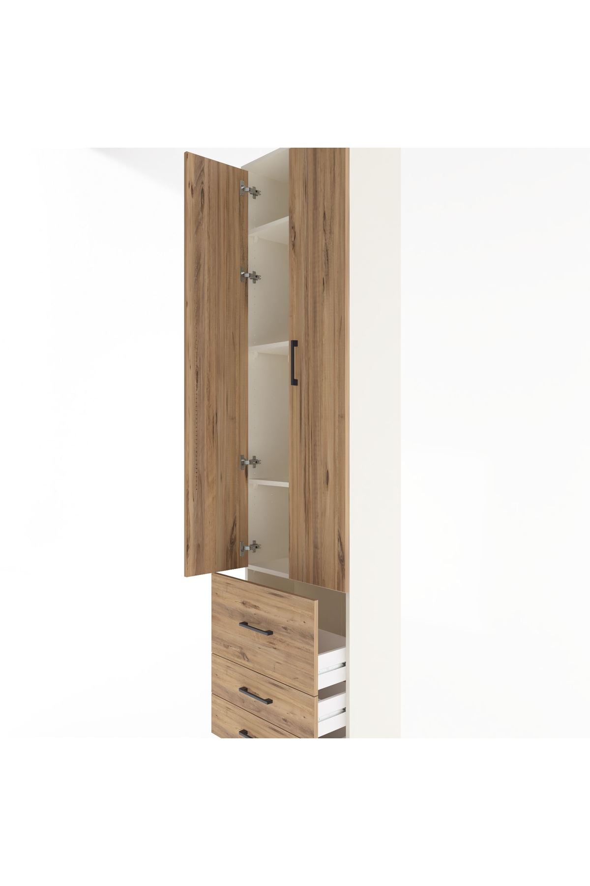 Arges Dolap 4 Raflı 3 Çekmeceli 2 Kapaklı 60x30x243 Aytaşı-Çam