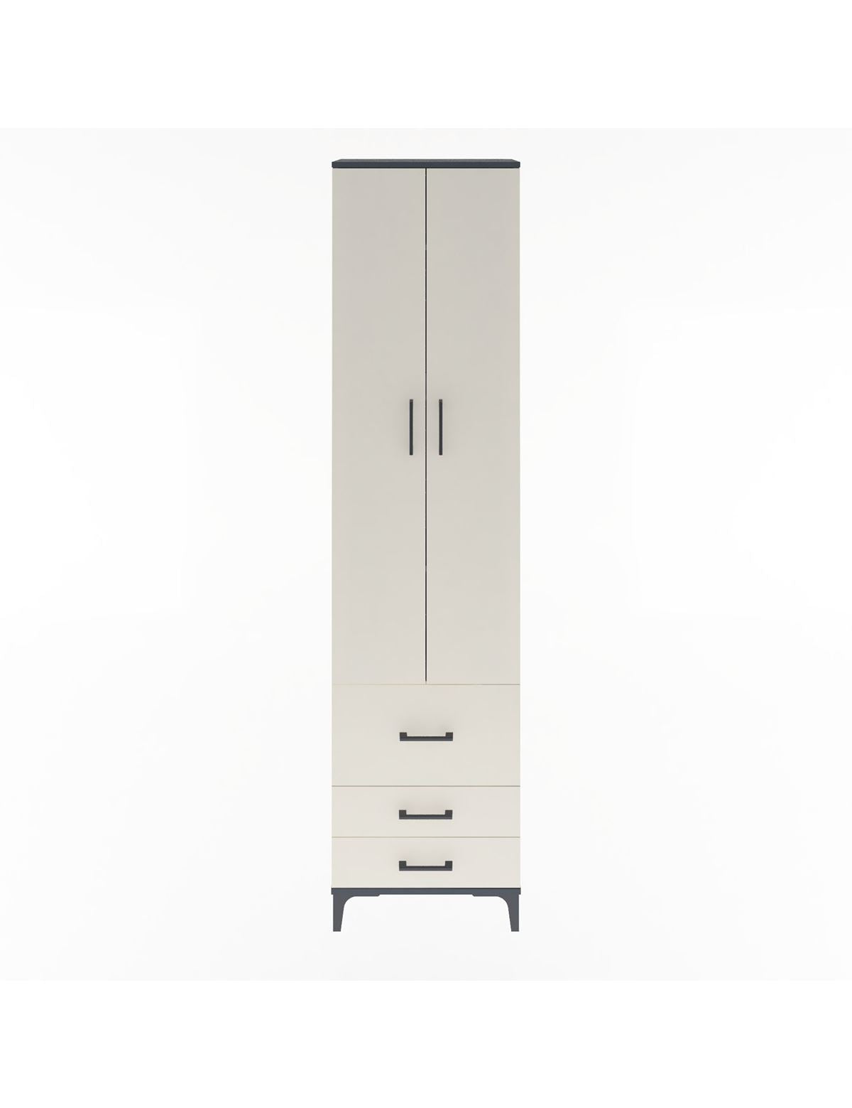 Arges Dolap 4 Raflı 3 Çekmeceli 2 Kapaklı 60x30x243 Antrasit-Aytaşı