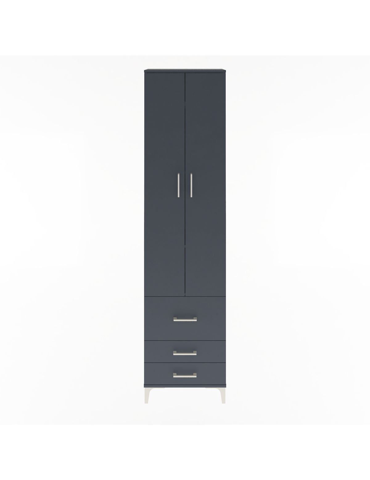 Arges Dolap 4 Raflı 3 Çekmeceli 2 Kapaklı 60x30x243 Antrasit-Antrasit
