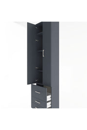 Arges Dolap 4 Raflı 3 Çekmeceli 2 Kapaklı 60x30x243 Antrasit-Antrasit