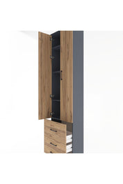 Arges Dolap 4 Raflı 3 Çekmeceli 2 Kapaklı 60x30x243 Antrasit-Çam