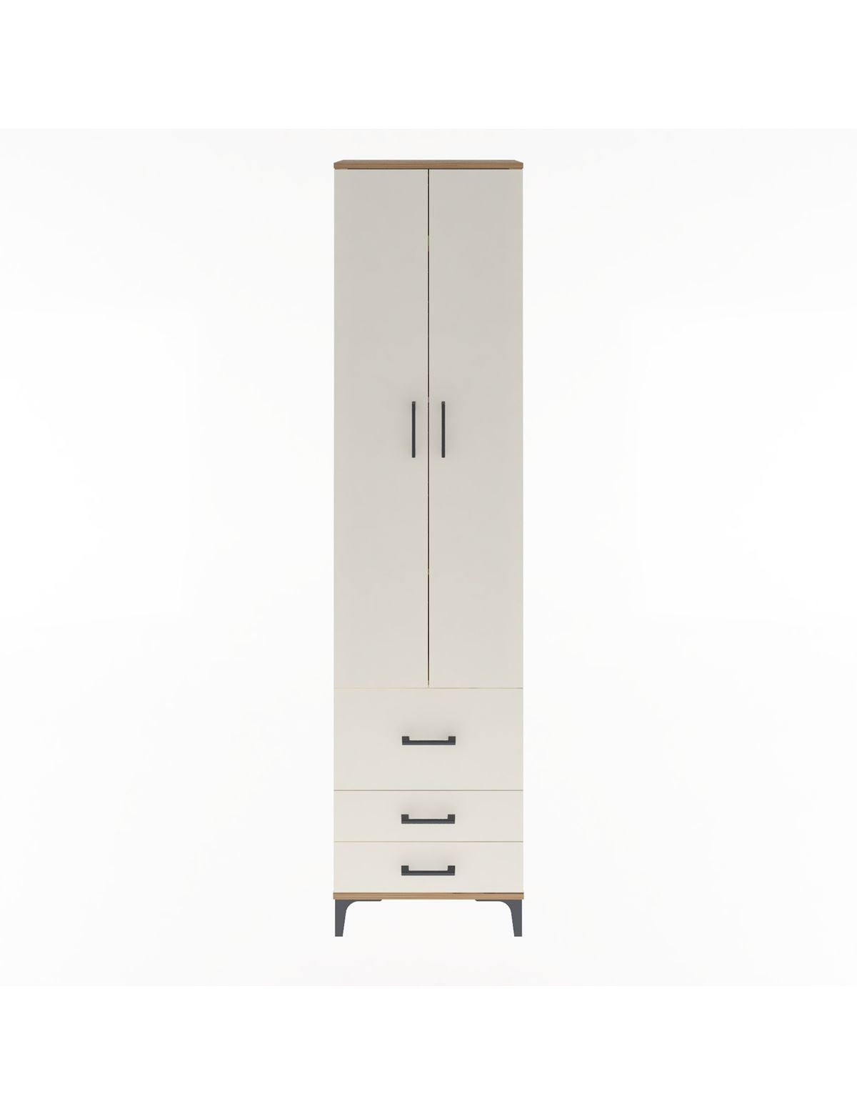 Arges Dolap 4 Raflı 3 Çekmeceli 2 Kapaklı 60x30x243 Çam-Aytaşı