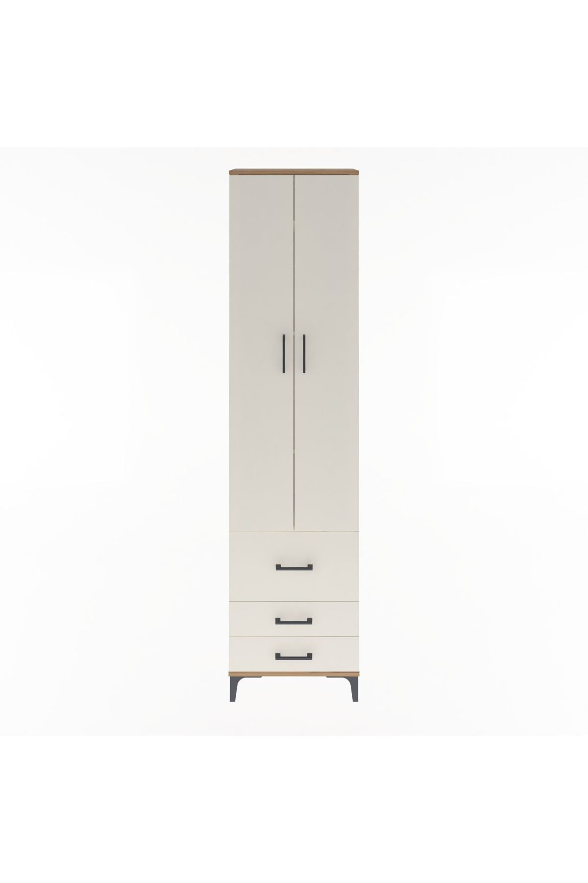 Arges Dolap 4 Raflı 3 Çekmeceli 2 Kapaklı 60x30x243 Çam-Aytaşı