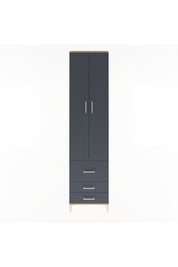 Arges Dolap 4 Raflı 3 Çekmeceli 2 Kapaklı 60x30x243 Çam-Antrasit