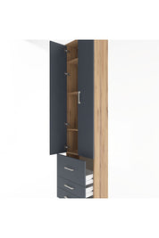 Arges Dolap 4 Raflı 3 Çekmeceli 2 Kapaklı 60x30x243 Çam-Antrasit