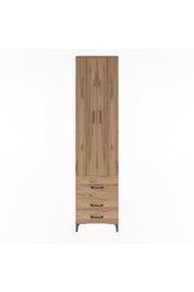 Arges Dolap 4 Raflı 3 Çekmeceli 2 Kapaklı 60x30x243 Çam-Çam