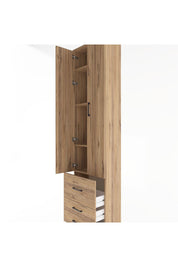 Arges Dolap 4 Raflı 3 Çekmeceli 2 Kapaklı 60x30x243 Çam-Çam