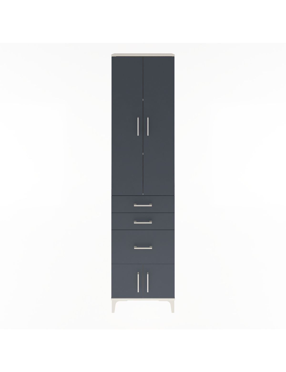 Arges Dolap 3 Raflı 3 Çekmeceli 4 Kapaklı 60x30x243 Aytaşı-Antrasit