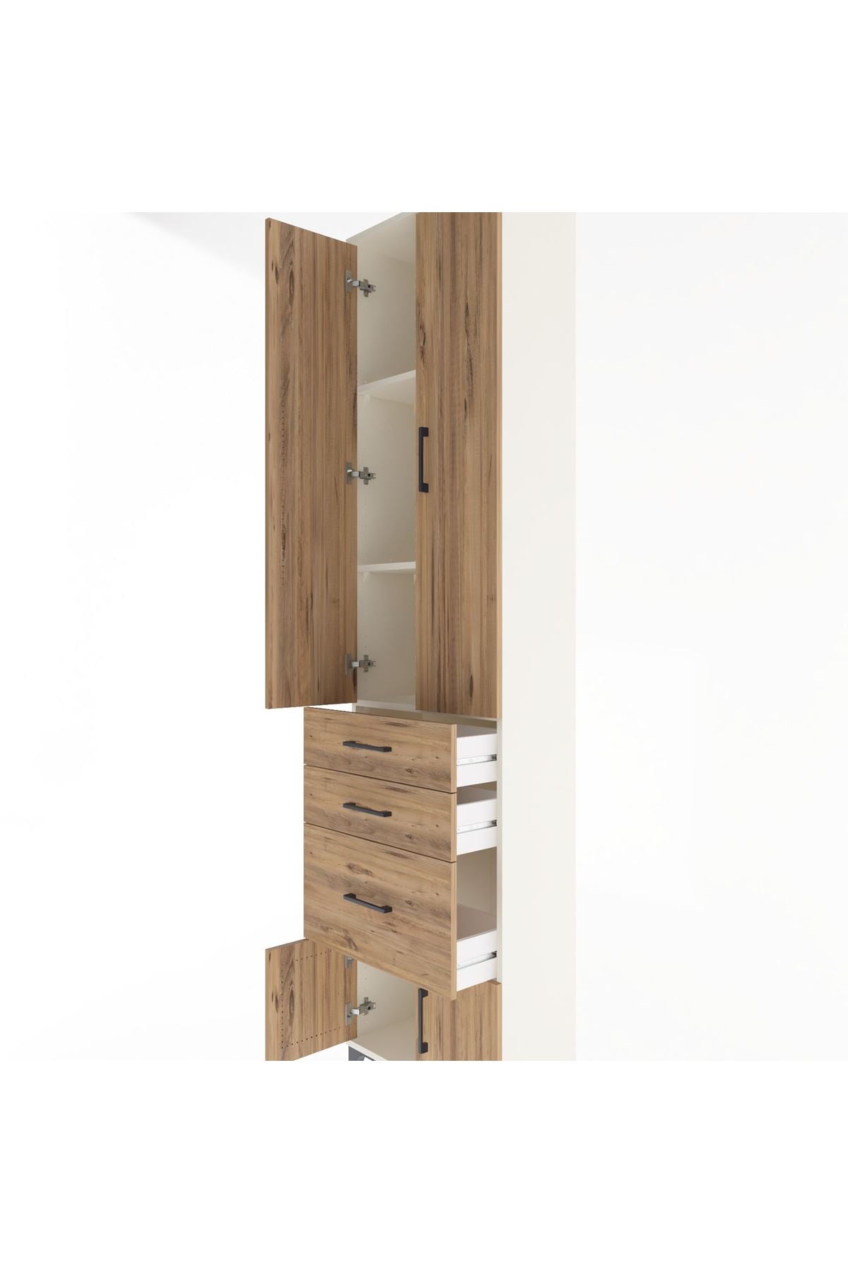 Arges Dolap 3 Raflı 3 Çekmeceli 4 Kapaklı 60x30x243 Aytaşı-Çam