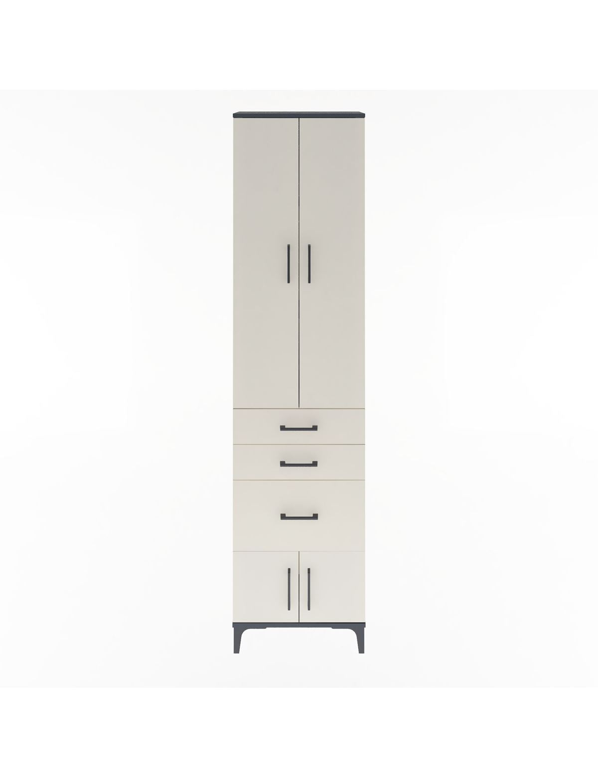 Arges Dolap 3 Raflı 3 Çekmeceli 4 Kapaklı 60x30x243 Antrasit-Aytaşı