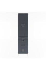 Arges Dolap 3 Raflı 3 Çekmeceli 4 Kapaklı 60x30x243 Antrasit-Antrasit