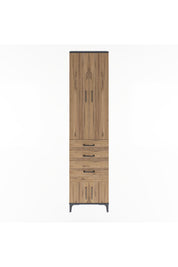 Arges Dolap 3 Raflı 3 Çekmeceli 4 Kapaklı 60x30x243 Antrasit-Çam