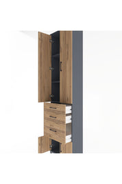 Arges Dolap 3 Raflı 3 Çekmeceli 4 Kapaklı 60x30x243 Antrasit-Çam