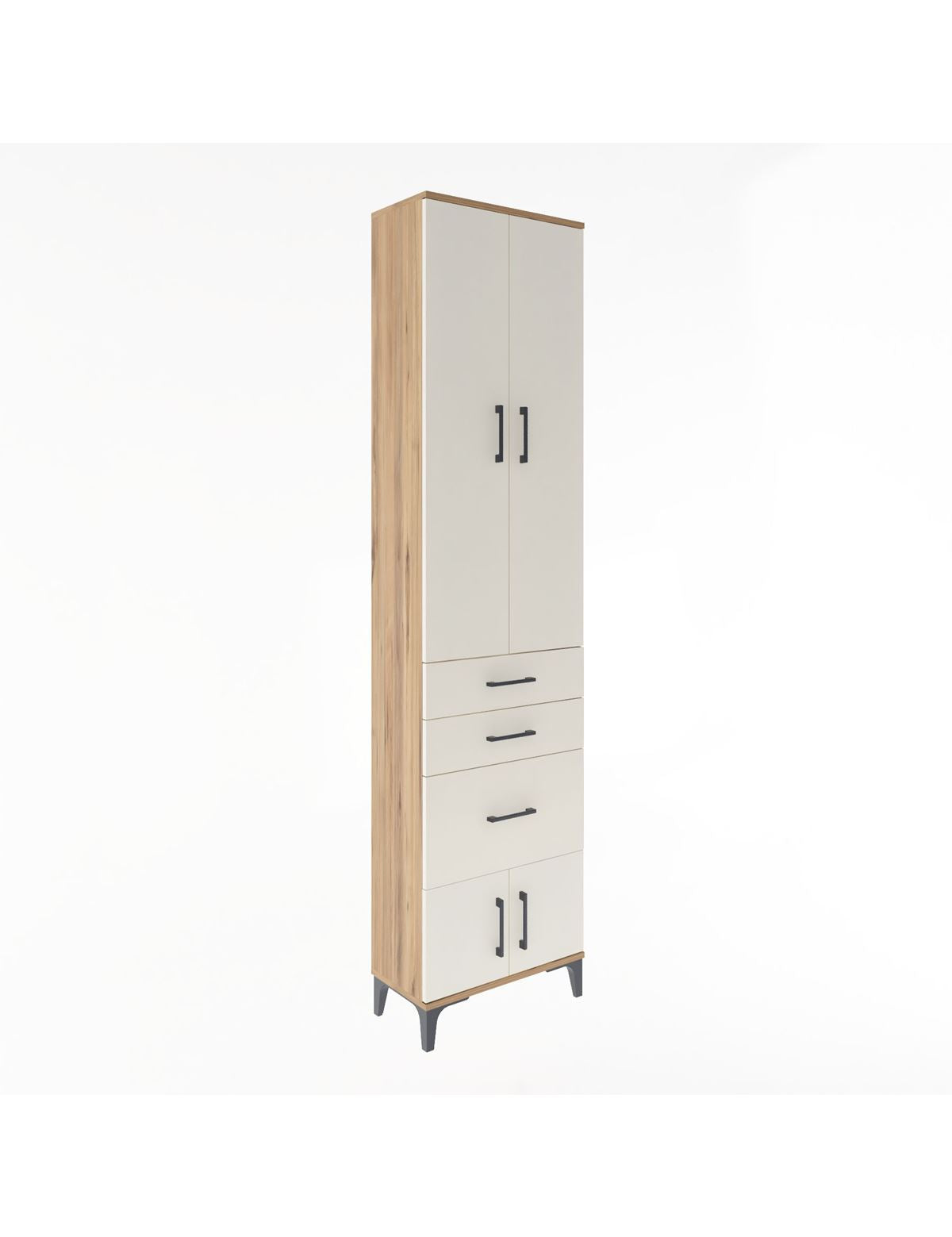 Arges Dolap 3 Raflı 3 Çekmeceli 4 Kapaklı 60x30x243 Çam-Aytaşı