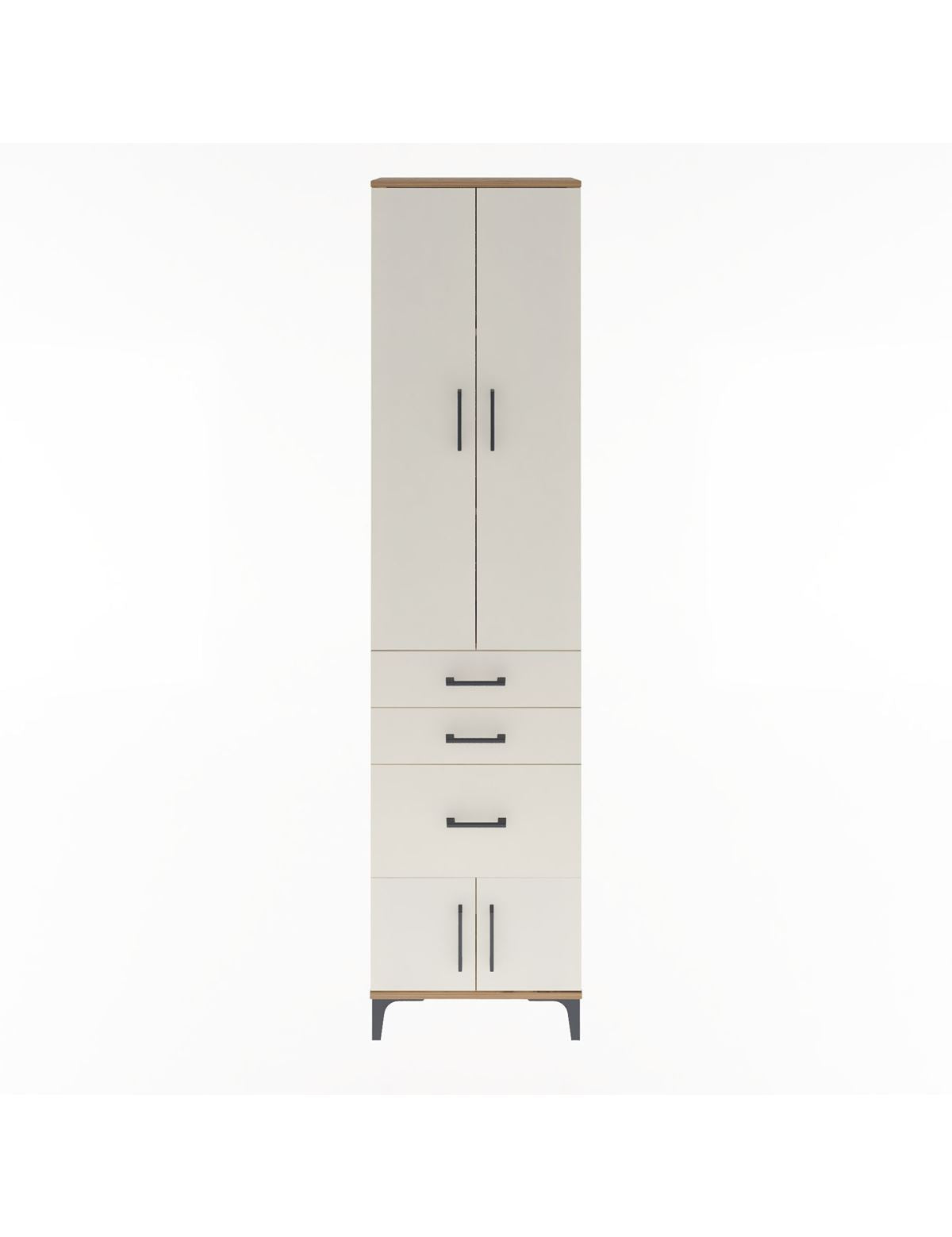 Arges Dolap 3 Raflı 3 Çekmeceli 4 Kapaklı 60x30x243 Çam-Aytaşı