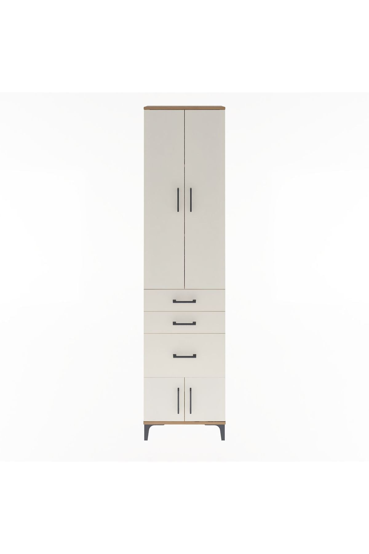 Arges Dolap 3 Raflı 3 Çekmeceli 4 Kapaklı 60x30x243 Çam-Aytaşı